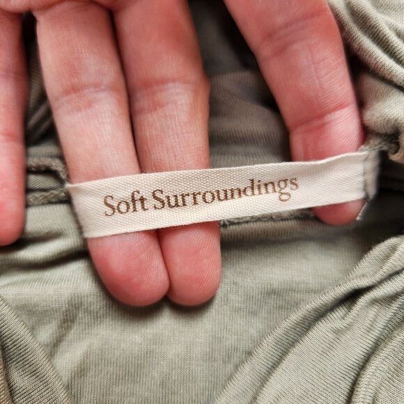 Soft Surroundings Timely Turtleneck Green Trapeze Shirt Top Petite Large PL - Picture 5 of 7